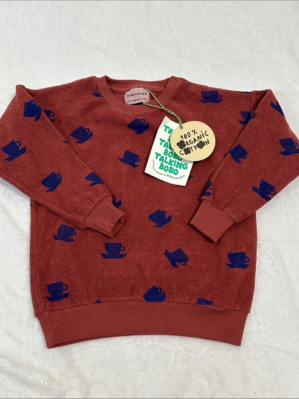 🍓 NWT Bobo Choses Cup Of Tea Terry Sweatshirt
